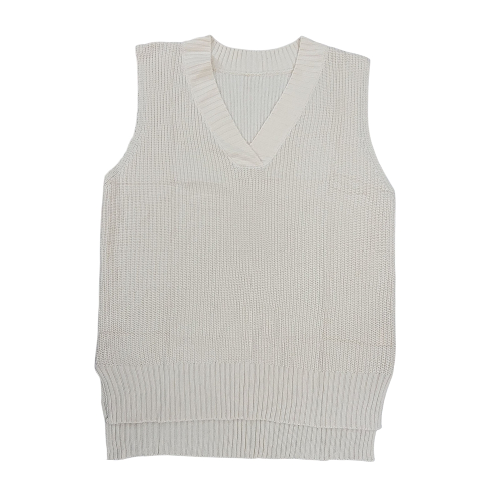No Brand Cream Knit Sleeveless Sweater Vest